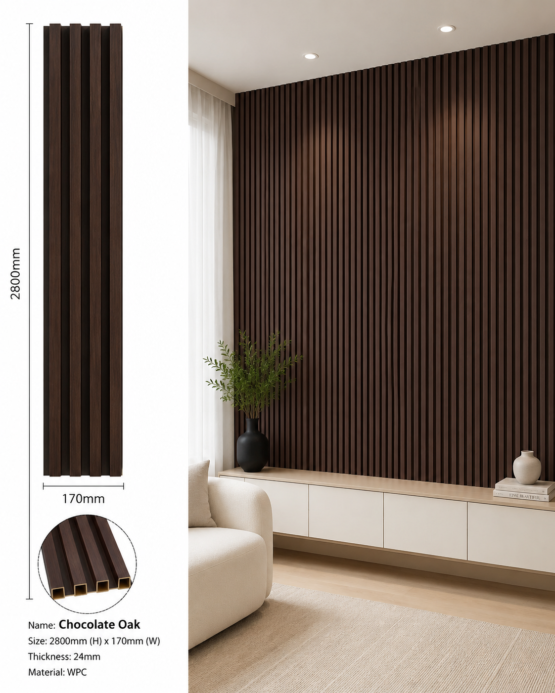 Chocolate Oak wall panels