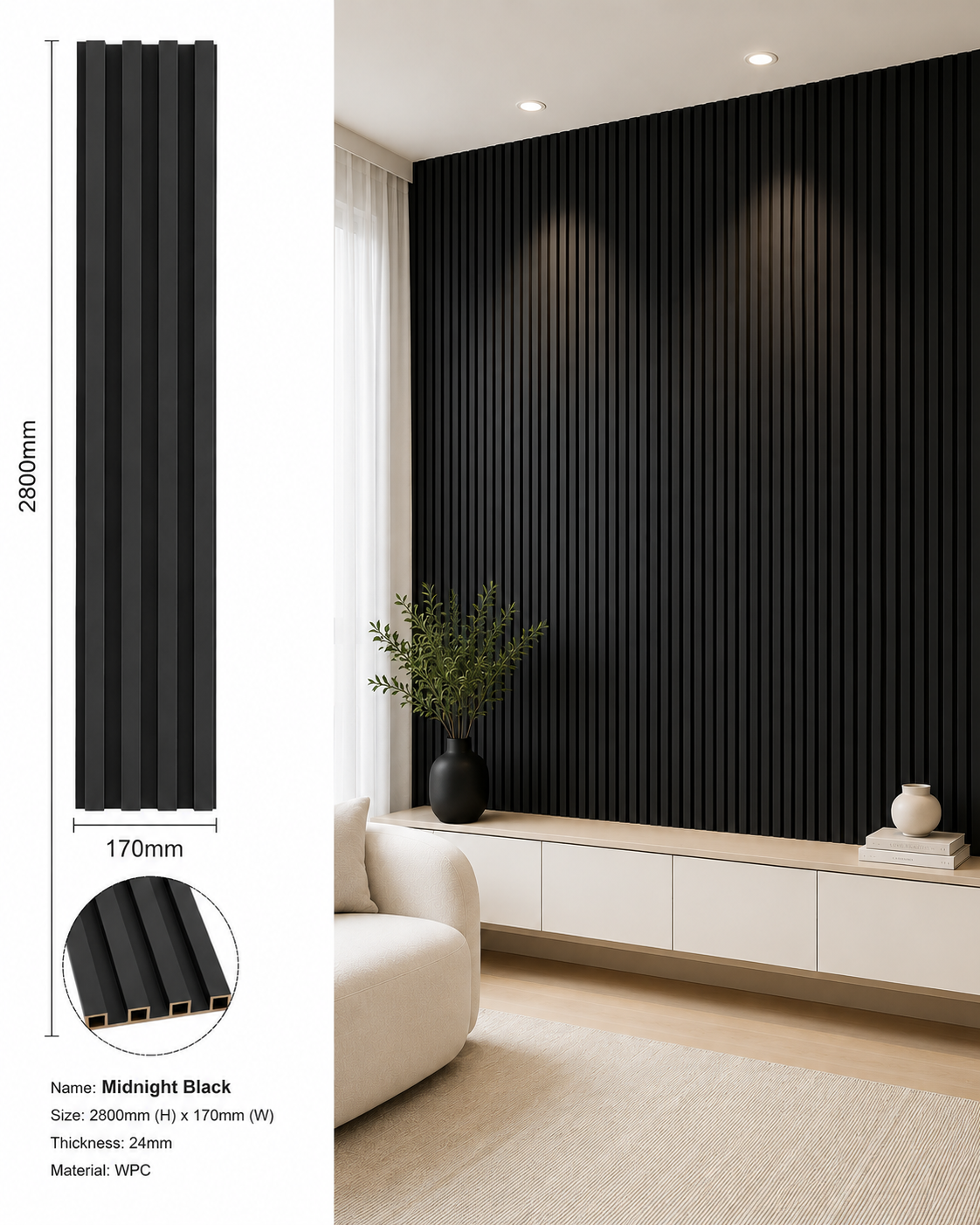 Midnight Black Wall Panels