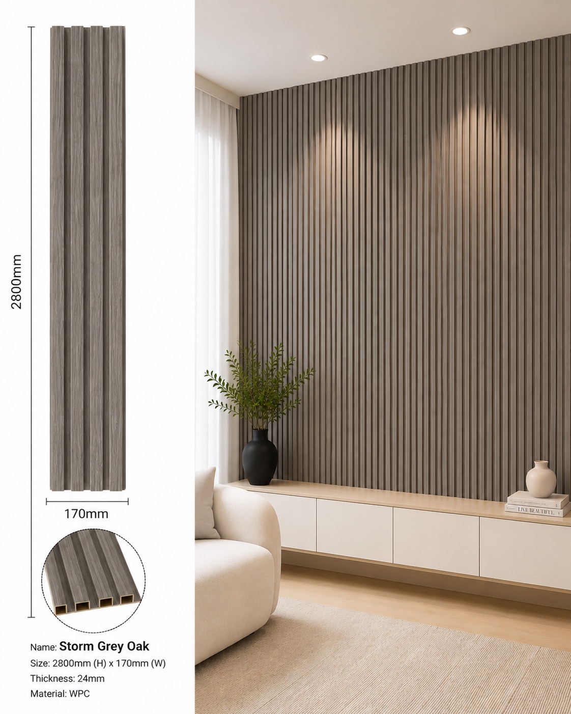 Storm Grey Oak wall panels