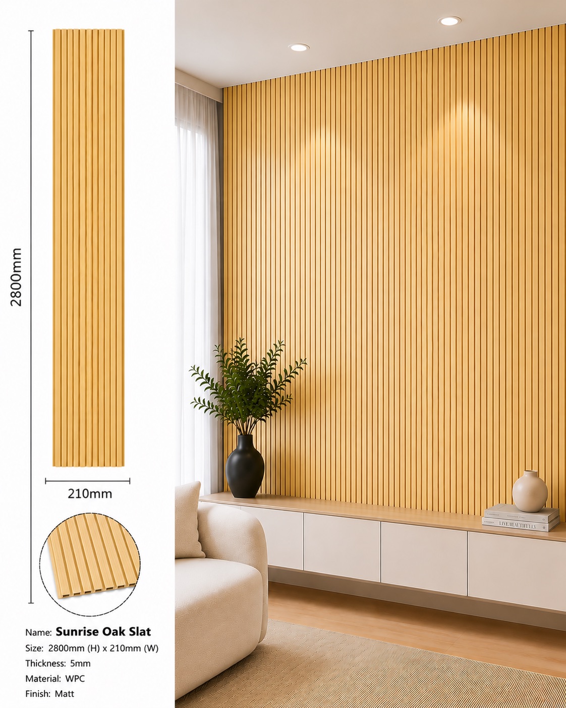 Sunrise oak slat louver wall panel